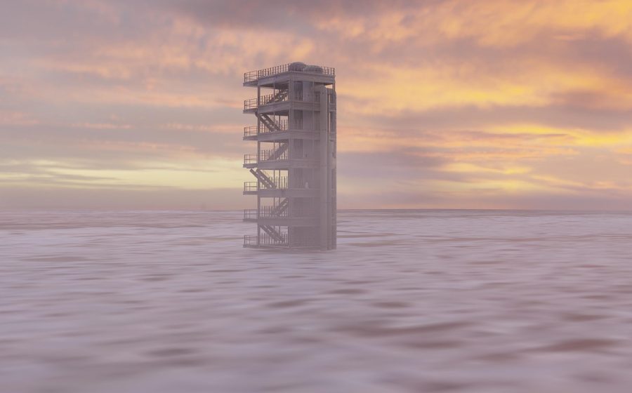 一位老师在教室里用平板展示3d字谜 App 的拆字笔画界面，投影幕布上呈现字形分解图，学生抬头观看